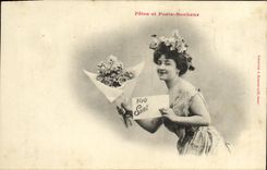 CPA Fantaisie Femme Fete et porte bonheur 