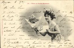 CPA Fantaisie Femme Fete et porte bonheur 