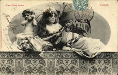 VINTAGE POSTCARD Fantasy Woman the five directions L hearing