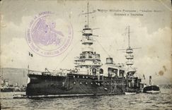 VINTAGE POSTCARD Bateau French Navy Charles Martel Cuirasse has turrets