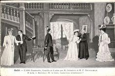 VINTAGE POSTCARD Fantasy Cheerfulness L abbot Constantin Comedie in 3 acts by Cremieux Decourcelle Theater