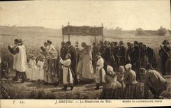 VINTAGE POSTCARD Fantasy Breton the blessing of the Corns Museum of Luxembourg Paris