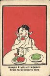VINTAGE POSTCARD To eat fruit and vegetables