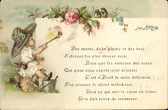 CPA Fantaisie EnfantAvril Peintre