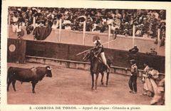 VINTAGE POSTCARD Sport Spain Corrida Toro Taureau Call of Citando spade has picar