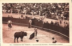 VINTAGE POSTCARD Sport Spain Corrida Toro Taureau the death of the Entranda bull has matar
