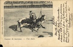 VINTAGE POSTCARD Sport Spain Bullfight Toro Bull a fall