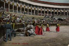 VINTAGE POSTCARD Sport Spain Bullfight Toro Bull Quite de Caballo
