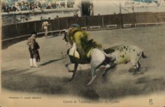 VINTAGE POSTCARD Sport Spain Corrida Toro Taureau Falls of the Cheval picador