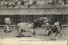 VINTAGE POSTCARD Sport Spain Corrida Toro Taureau Poses banderillas