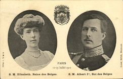CPA Paris 12 15 juillet 1910 SM Elisabeth reine des belges SM ALbert 1er roi des Belges 