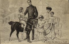 CPA SM le roi Albert et sa famille Poney Cheval 