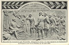 VINTAGE POSTCARD Low relief of the monument close REzonville indicating the place or S is puts back Guillaume of Prussia 1870 Militaria