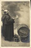 CPA Fantaisie Homme Un bon vivant Pretre Vin Alcool