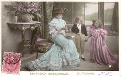 VINTAGE POSTCARD Fantaisie Woman children Dances