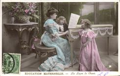 CPA Fantaisie Femme Enfants Piano Clavecin