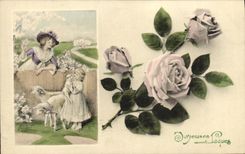 CPA Fantaisie Paques Moutons