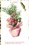 VINTAGE POSTCARD Fantasy April 1st Poisson Flowers