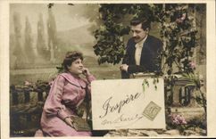 CPA Fantaisie Femme Loin des yeux pres du coeur Semeuse