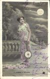 CPA Fantaisie Femme Lune