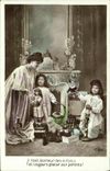 VINTAGE POSTCARD Fantasy Woman and children Headstocks Puppets