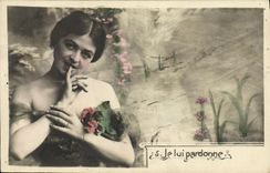 VINTAGE POSTCARD Fantaisie Woman I forgive him