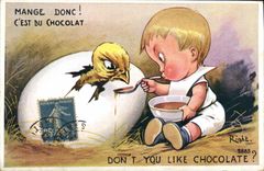 VINTAGE POSTCARD Chocolate Child Humor Raptor
