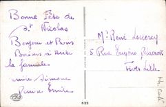 VINTAGE POSTCARD Fantasy Child in his bed Cow