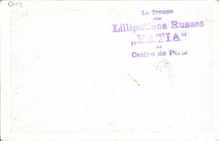 VINTAGE POSTCARD Theater the troop of the Russian Lilliputians Katia Casino of Paris