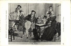 CPA Fantaisie Moeurs et coutumes de l ancien Paris Le cafe 1820