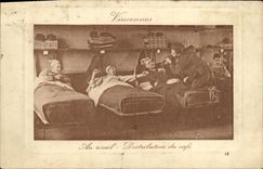 VINTAGE POSTCARD Vincennes With the alarm clock Distribution of coffee Children