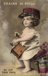 VINTAGE POSTCARD Fantaisie Child Granulates hairy juice for Cafe dad