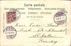 VINTAGE POSTCARD Swiss Boat Lake leman Flowers chart 1898 rare