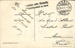 CPA Geneve Rade et jet d eau Bateau