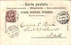 VINTAGE POSTCARD Swiss Gruss aus Basel Kaserne Militaria Chart 1898