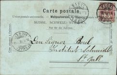 VINTAGE POSTCARD Swiss Basle Strassburger Denkmal chart 1898