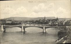 VINTAGE POSTCARD Swiss Basel die 3 Rheinbrucken