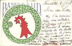 VINTAGE POSTCARD Swiss Basel Land Chart 1898