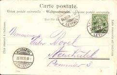 VINTAGE POSTCARD Swiss Freiburg Ninepins of L angel µPuits