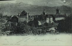 VINTAGE POSTCARD Swiss Lausanne Castle Chart 1899
