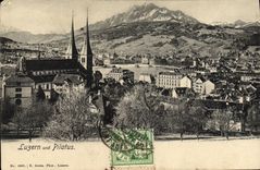 VINTAGE POSTCARD Swiss Luzern und Pilatus