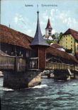 VINTAGE POSTCARD Swiss Luzern Spreuerbrucke