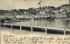 VINTAGE POSTCARD Swiss Luzern Schweizerhofquai