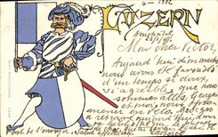 VINTAGE POSTCARD Swiss Luzern Chart 1898
