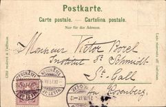 CPA Suisse Neuchatel Vue generale Baie du Mont Blanc Statue David de Pury Carte 1897