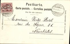 CPA Suisse Neuchatel Militaria Carte 1899