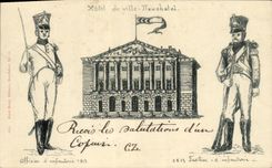 VINTAGE POSTCARD Swiss Neuchatel Officer D infantry 1812 Fusilier D infantry Militaria Chart 1899