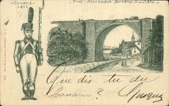 VINTAGE POSTCARD Swiss Neuchatel Bridge Alexandre Militaria Chart 1899