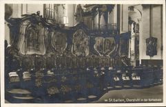 VINTAGE POSTCARD Swiss St Gallen Chorstuhl in der Kathedrale Organ