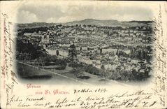 VINTAGE POSTCARD Swiss Gruss aus St Gallen Chart 1899